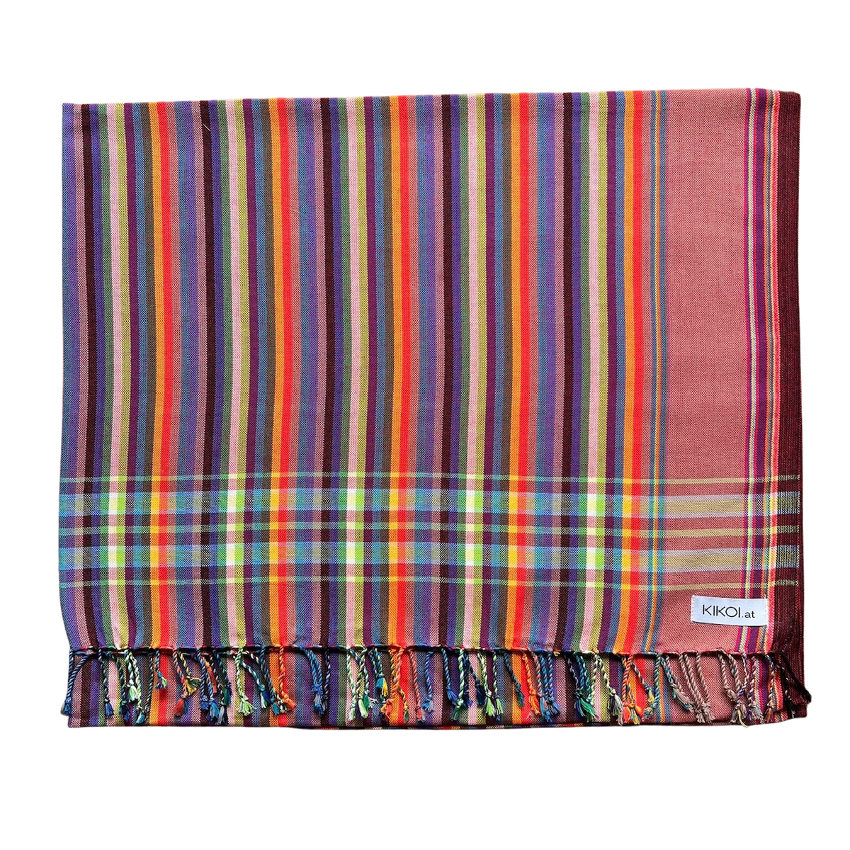 Kikoi Tuch Baumwolle Sunset Red Multistripe