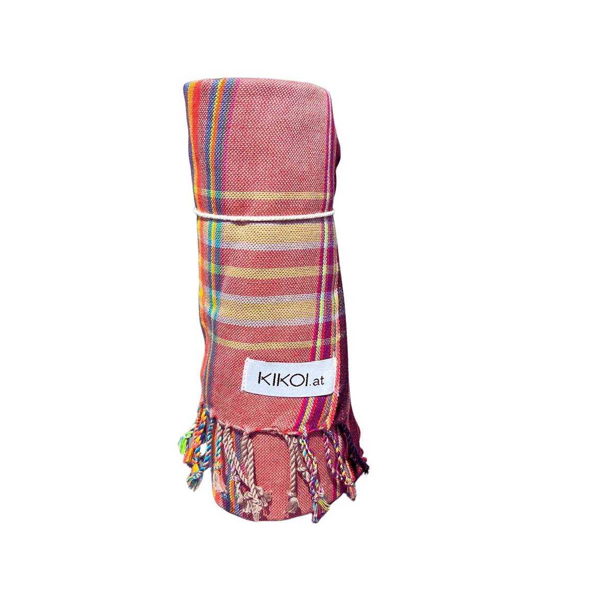 Kikoi Tuch Baumwolle Sunset Red Multistripe