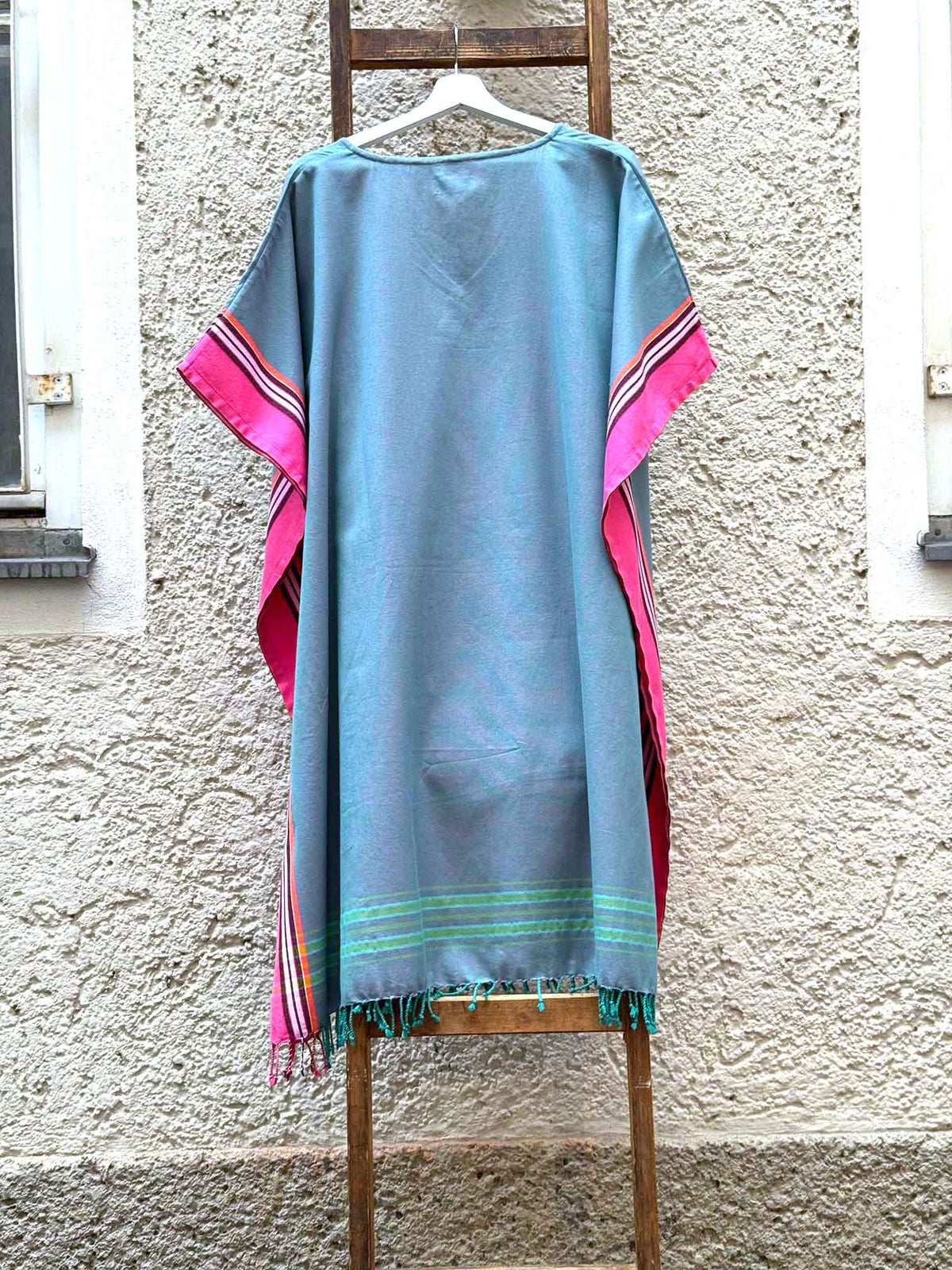 Kikoi V-Neck Poncho Medium Baumwolle Khaki Pink