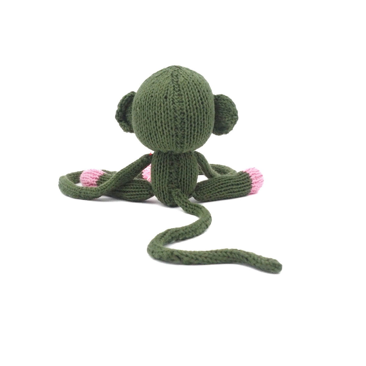Affe zum Anbinden Bio-Baumwolle Kuscheltier Junglegreen Pink
