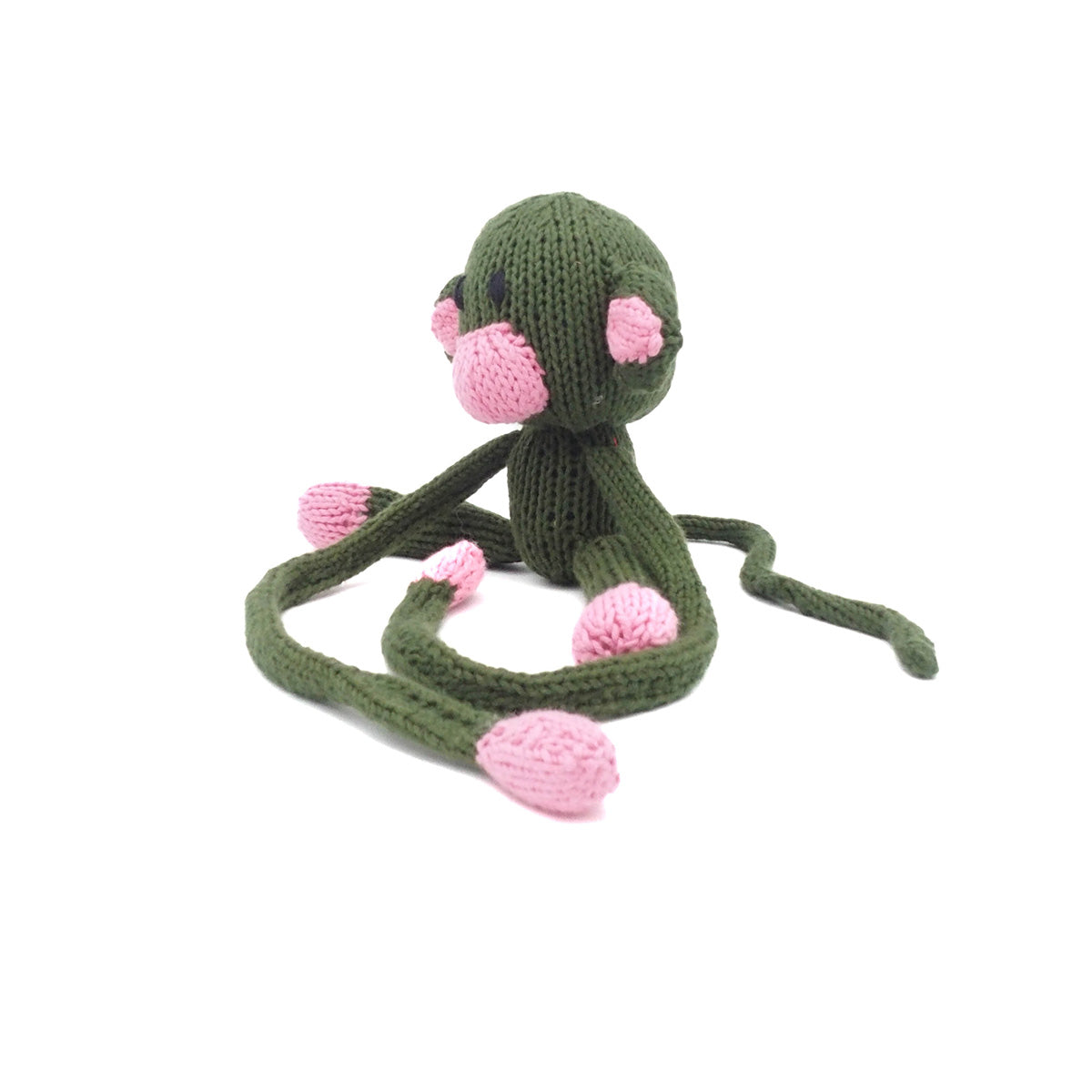 Affe zum Anbinden Bio-Baumwolle Kuscheltier Junglegreen Pink