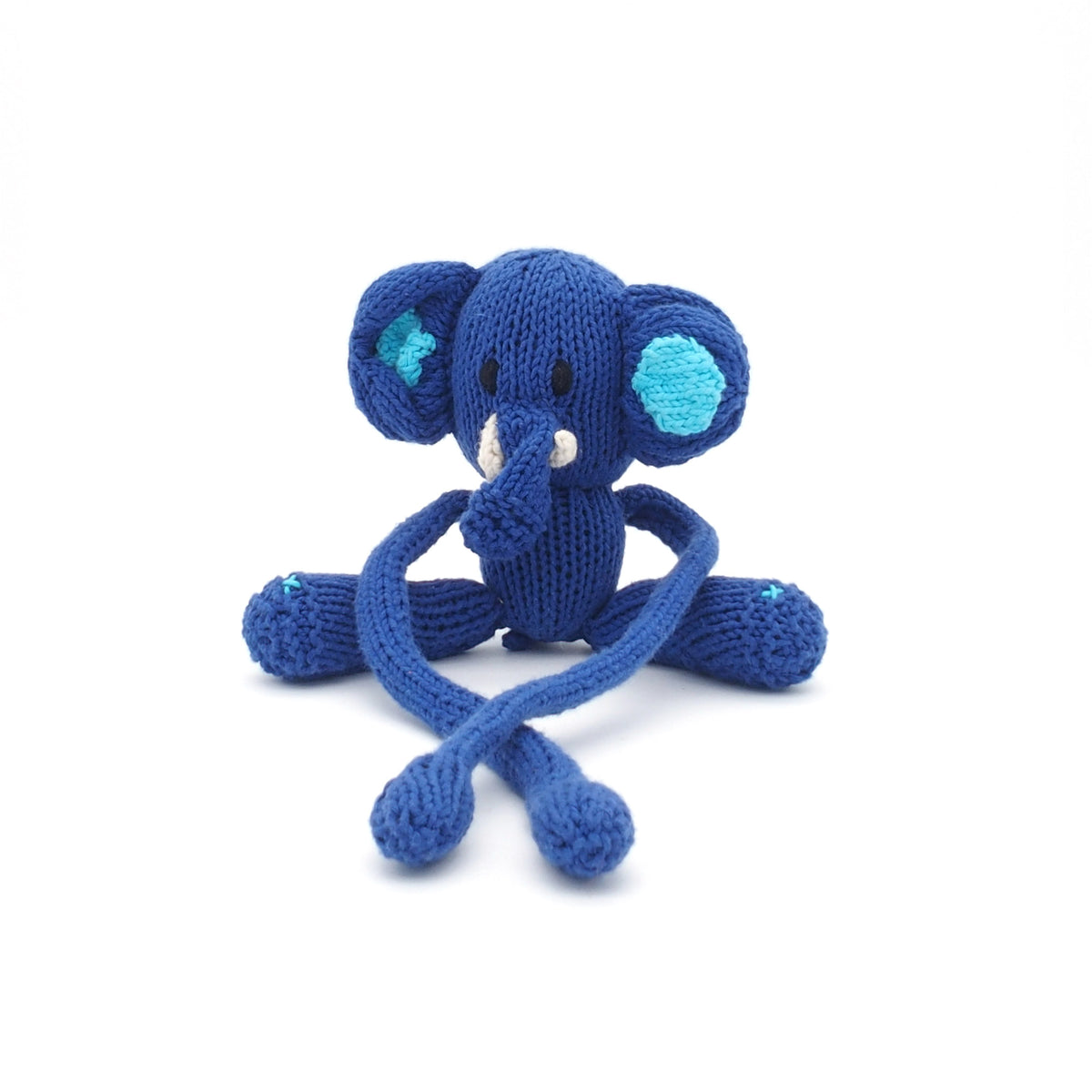 Elefant zum Anbinden Bio-Baumwolle Kuscheltier Blue Turquise