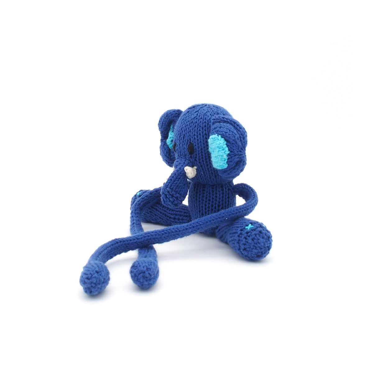 Elefant zum Anbinden Bio-Baumwolle Kuscheltier Blue Turquise