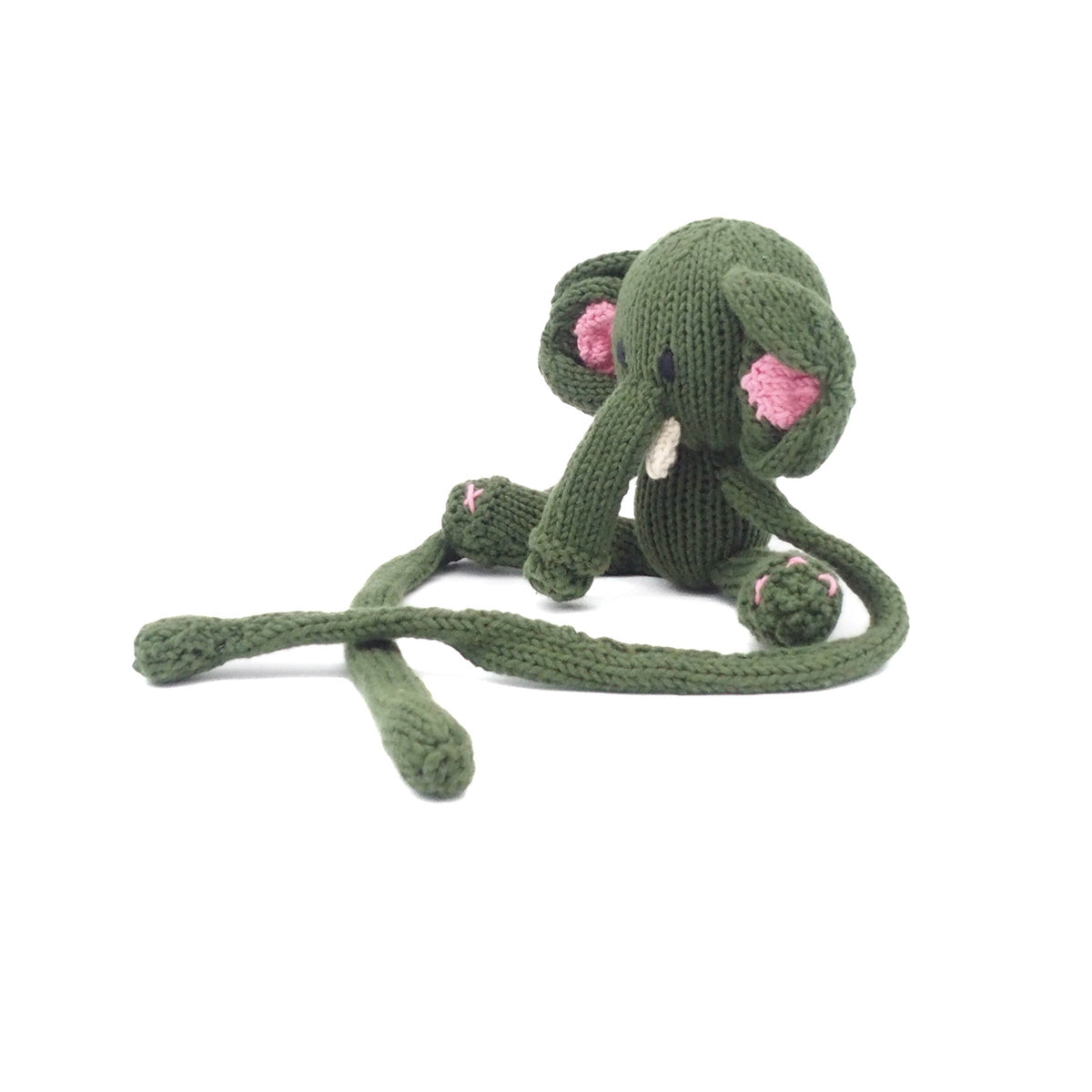 Elefant zum Anbinden Bio-Baumwolle Kuscheltier Junglegreen Pink