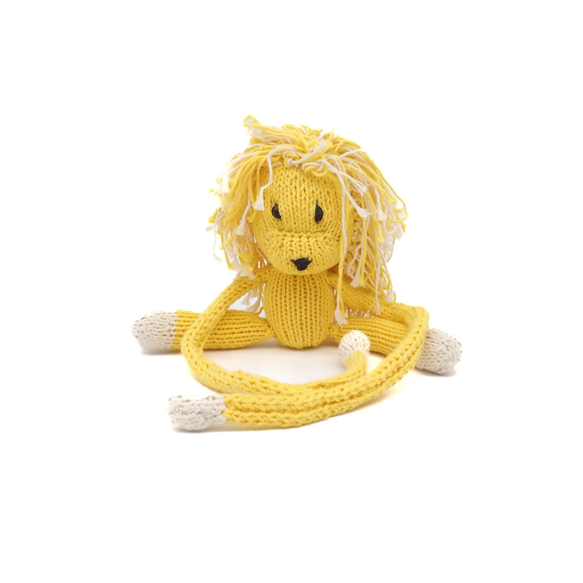 Löwe zum Anbinden Bio-Baumwolle Kuscheltier Yellow Yellow-White