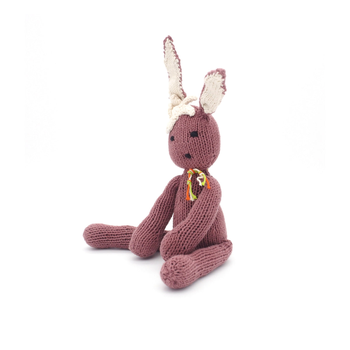 Hase Bio Baumwolle Kuscheltier Brown Ditsy handgestrickt
