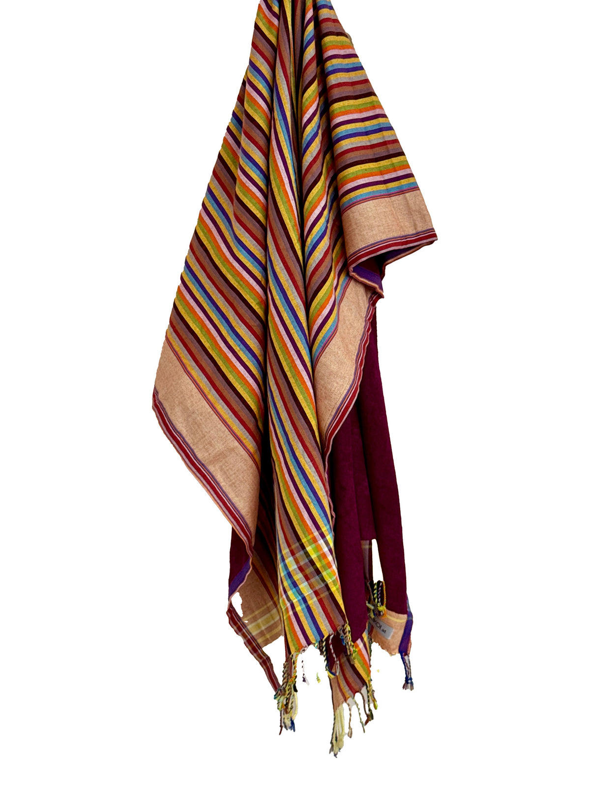 Kikoi Handtuch Baumwolle Peach Multistripe Purple Frottee
