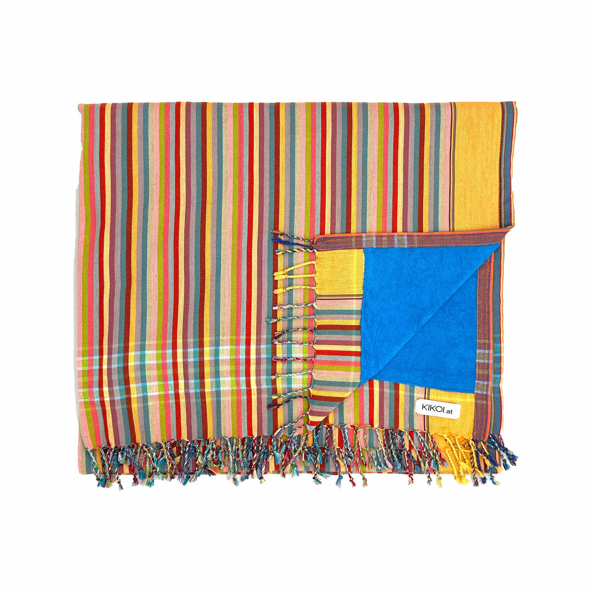 Kikoi Handtuch Baumwolle Yellow Summerstripe Turquise Frottee