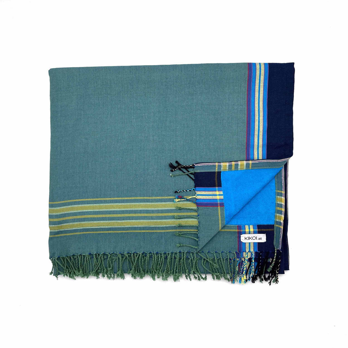 Kikoi Handtuch Baumwolle Grey Blue Uni Turquise Frottee