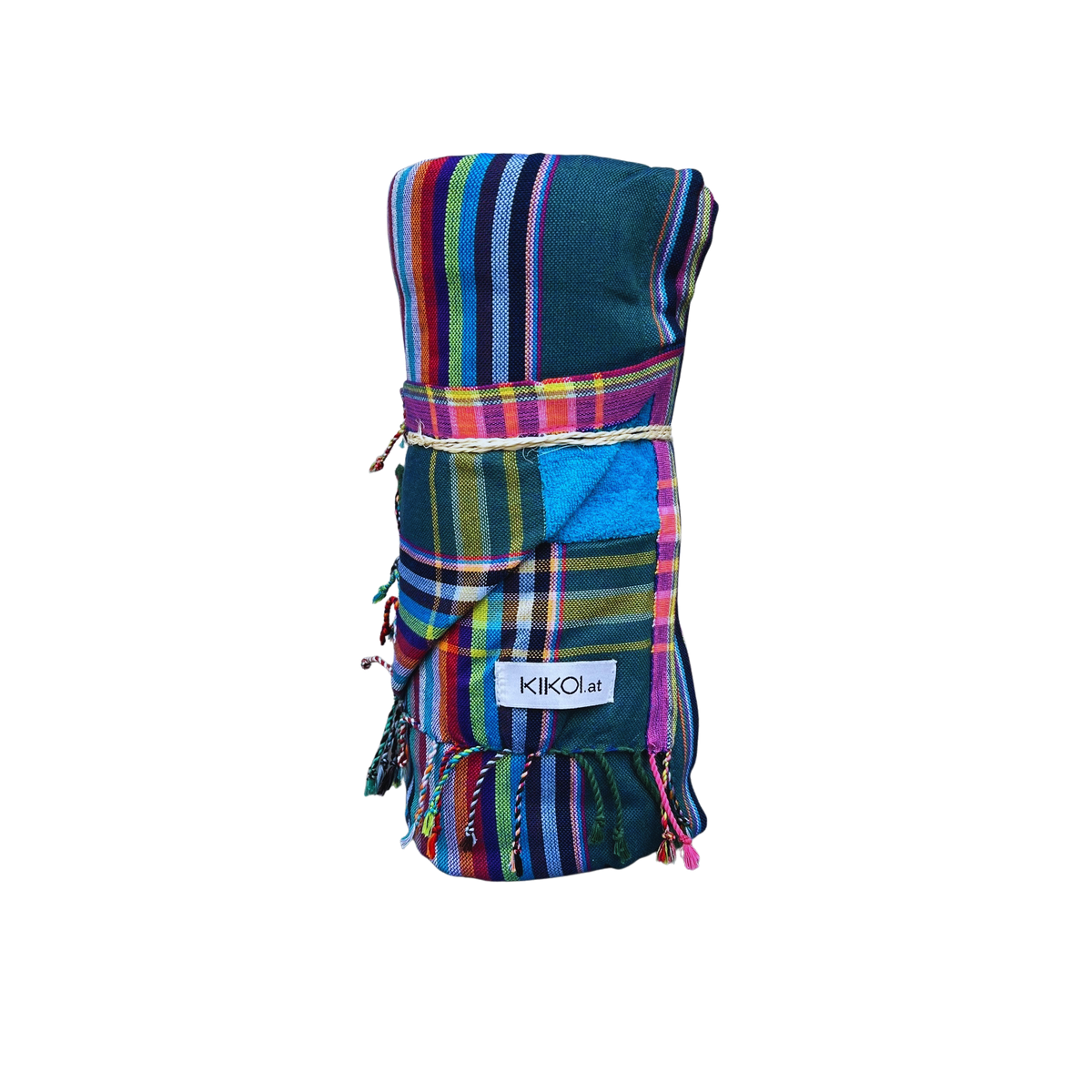 Kikoi Handtuch Baumwolle Green Lilac Multistripe Turquise Frottee