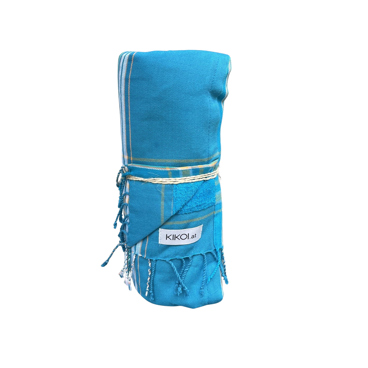 Kikoi Handtuch Baumwolle Lightgrey Blue Uni Turquise Frottee