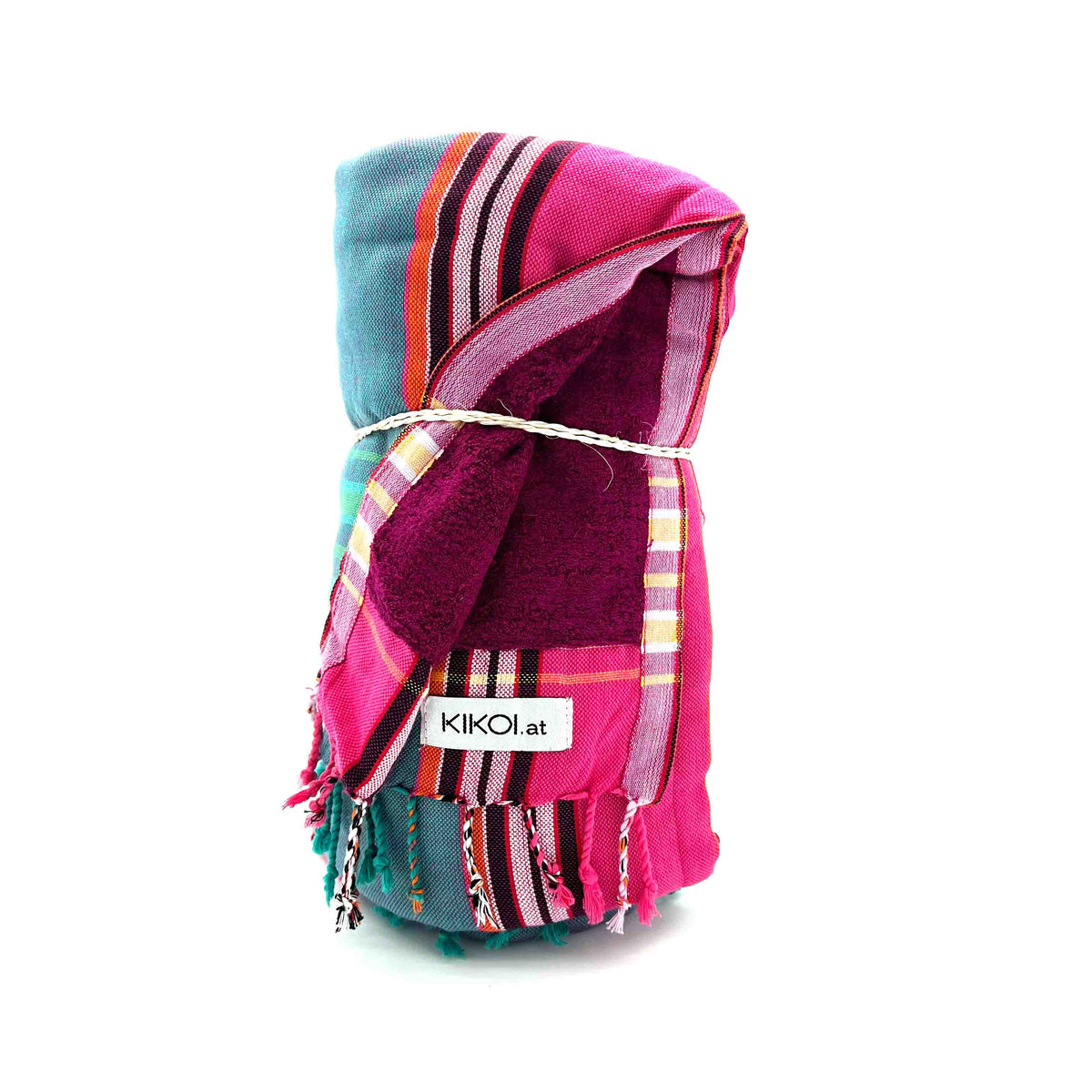 Kikoi Handtuch Baumwolle Light Khaki Pink Purple Frottee