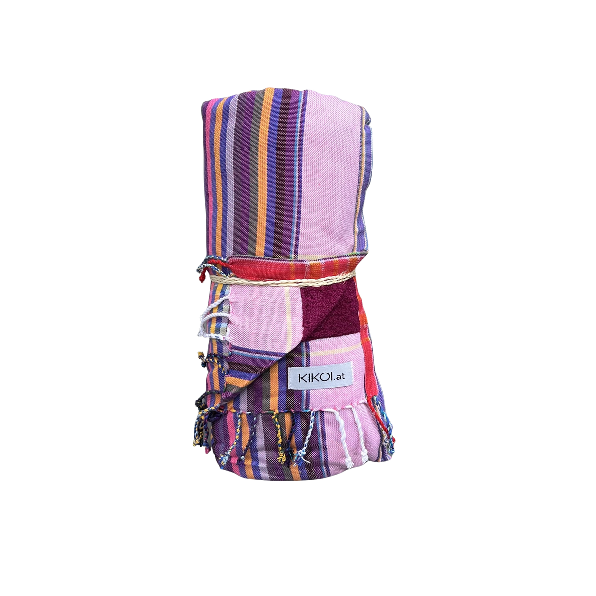 Kikoi Handtuch Baumwolle Lilac Red Multistripe Purple Frottee