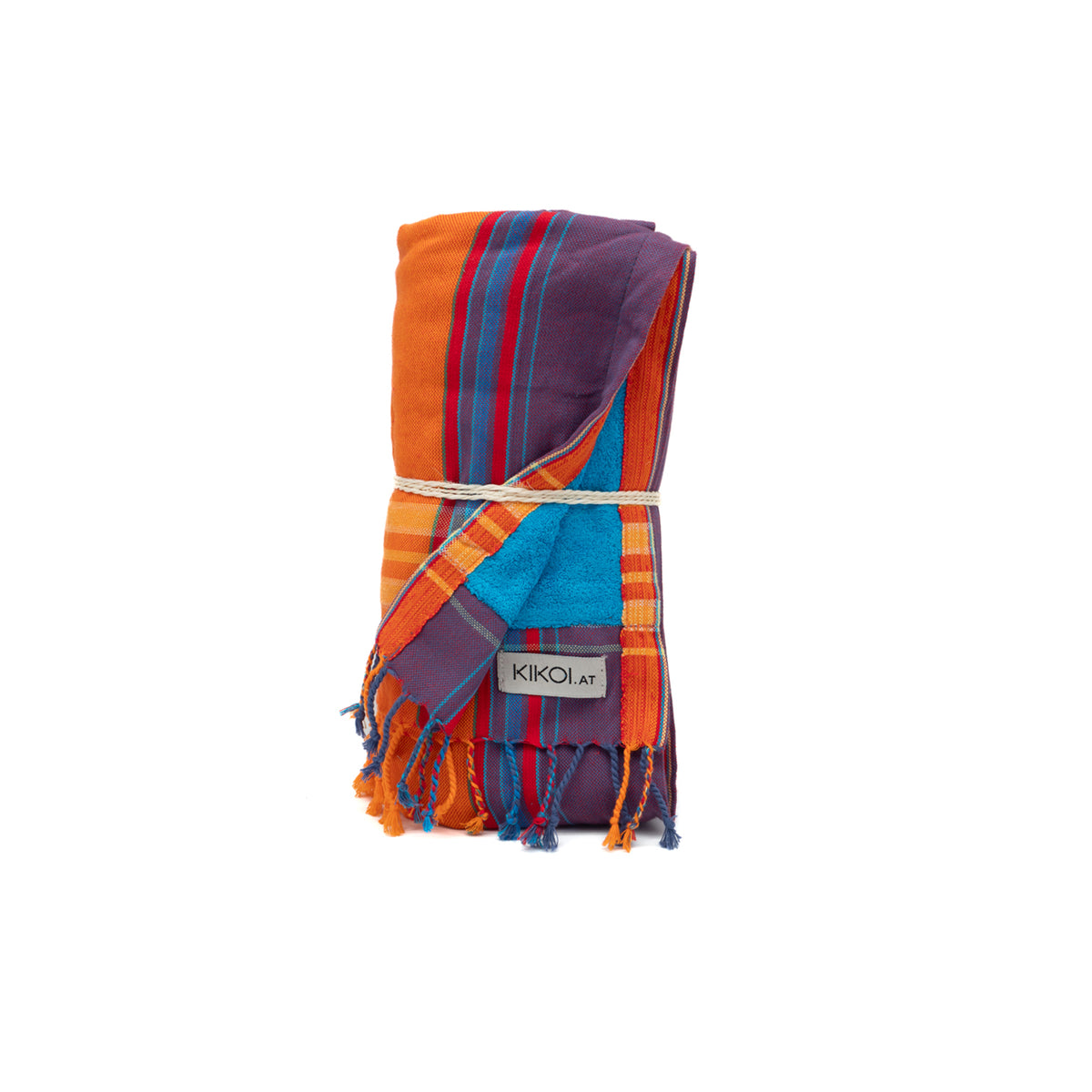 Kikoi Handtuch Baumwolle Orange-Lilac Turquise Frottee