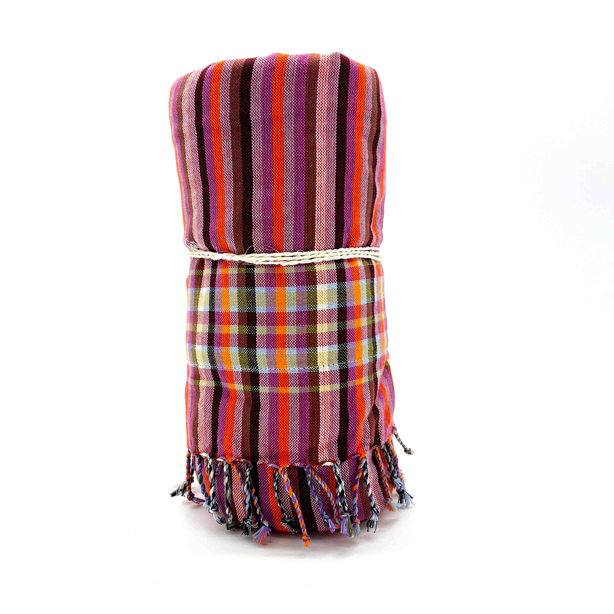 Kikoi Handtuch Baumwolle Orangerose Springstripe Purple Frottee