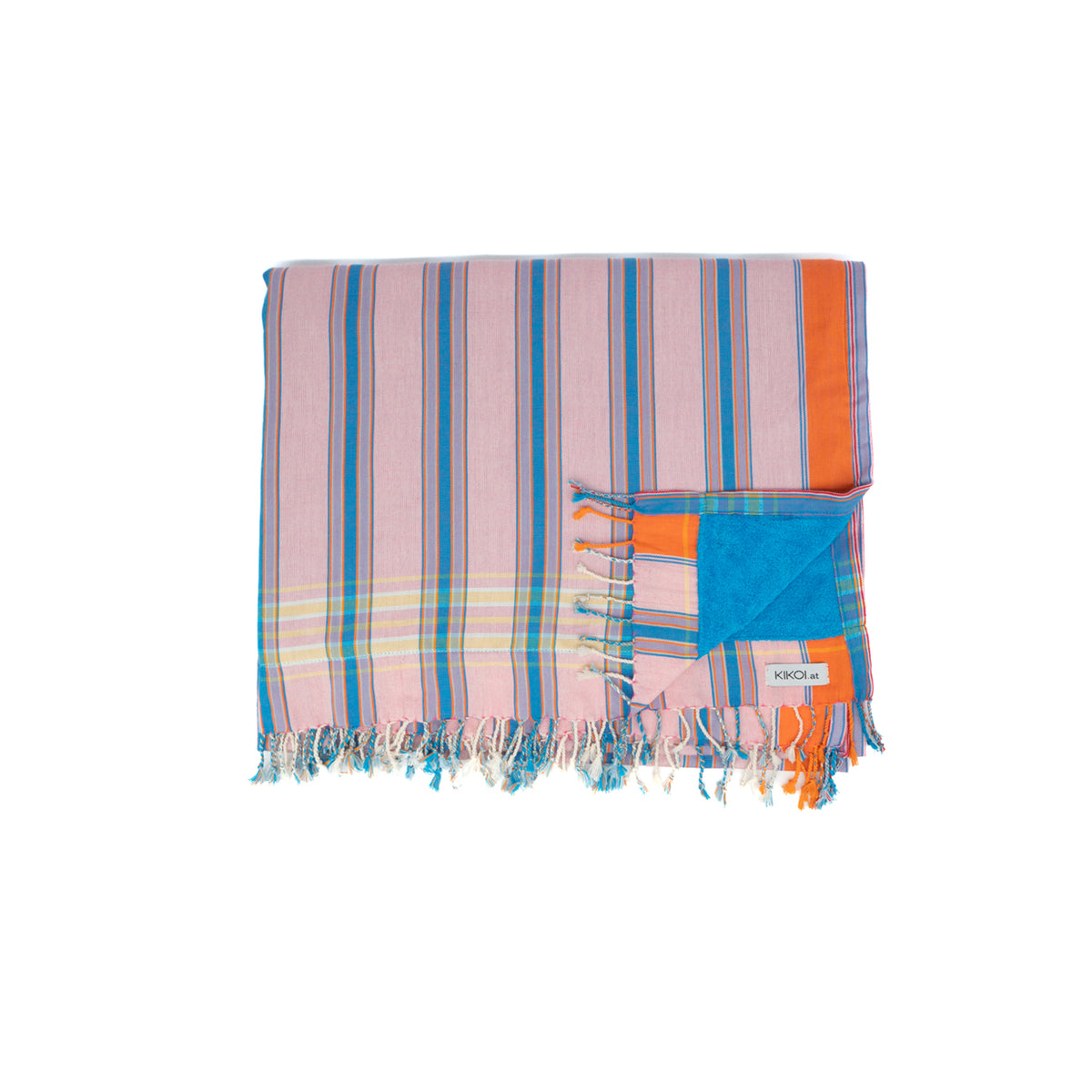 Kikoi Handtuch Baumwolle New Widestripe Pink-Orange Turquise Frottee