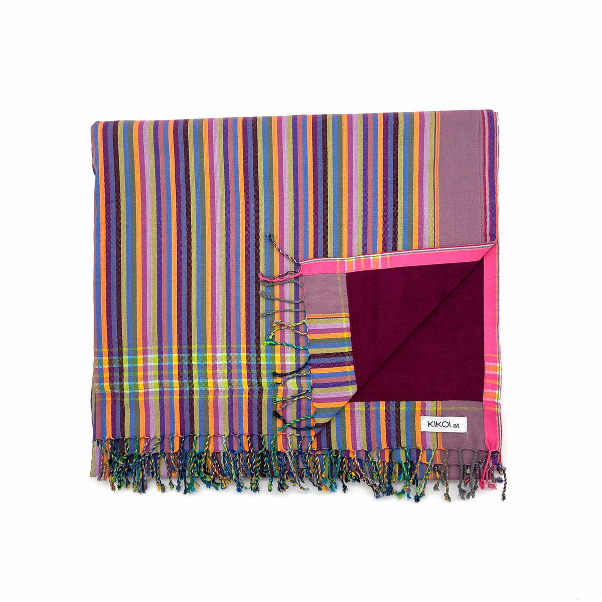 Kikoi Handtuch Baumwolle Rose Lilac Multistripe Purple Frottee
