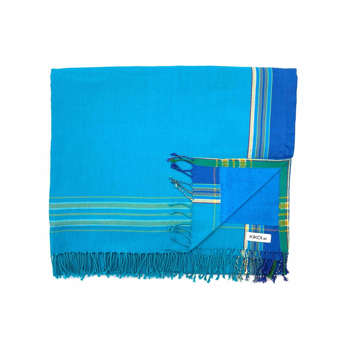 Kikoi Handtuch Baumwolle Turquise Blue Uni Turquise Frottee