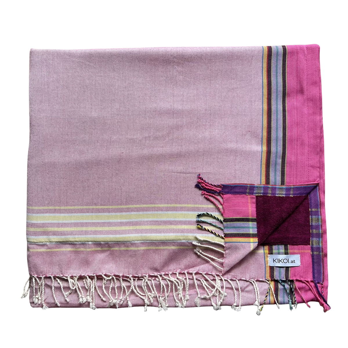 Kikoi Handtuch Baumwolle White Pink Uni Purple Frottee
