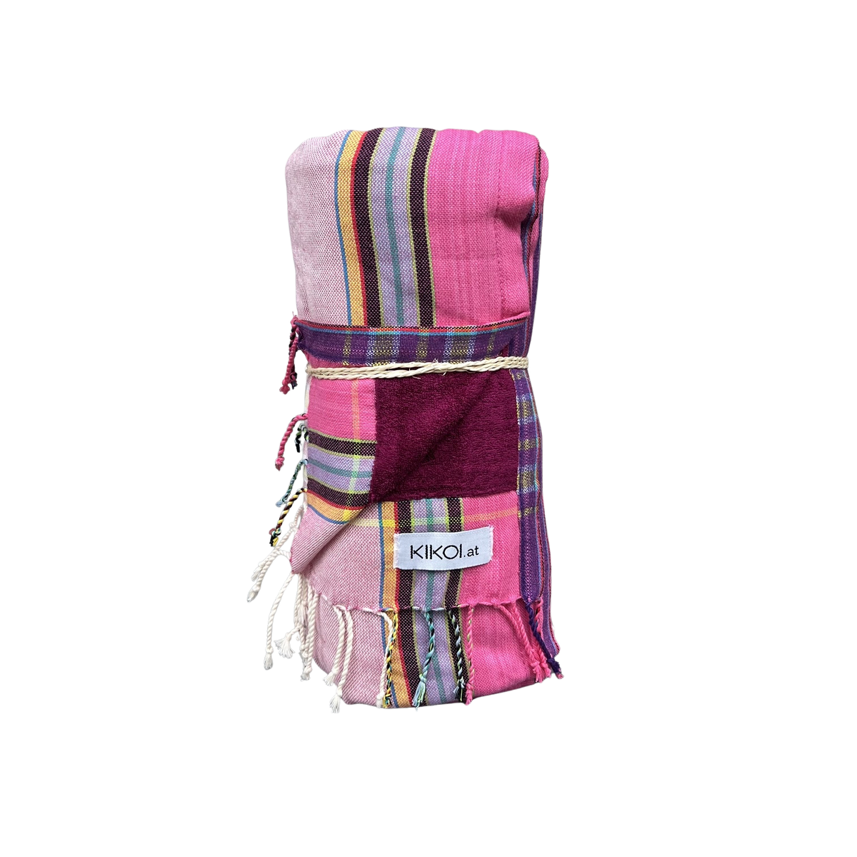 Kikoi Handtuch Baumwolle White Pink Uni Purple Frottee