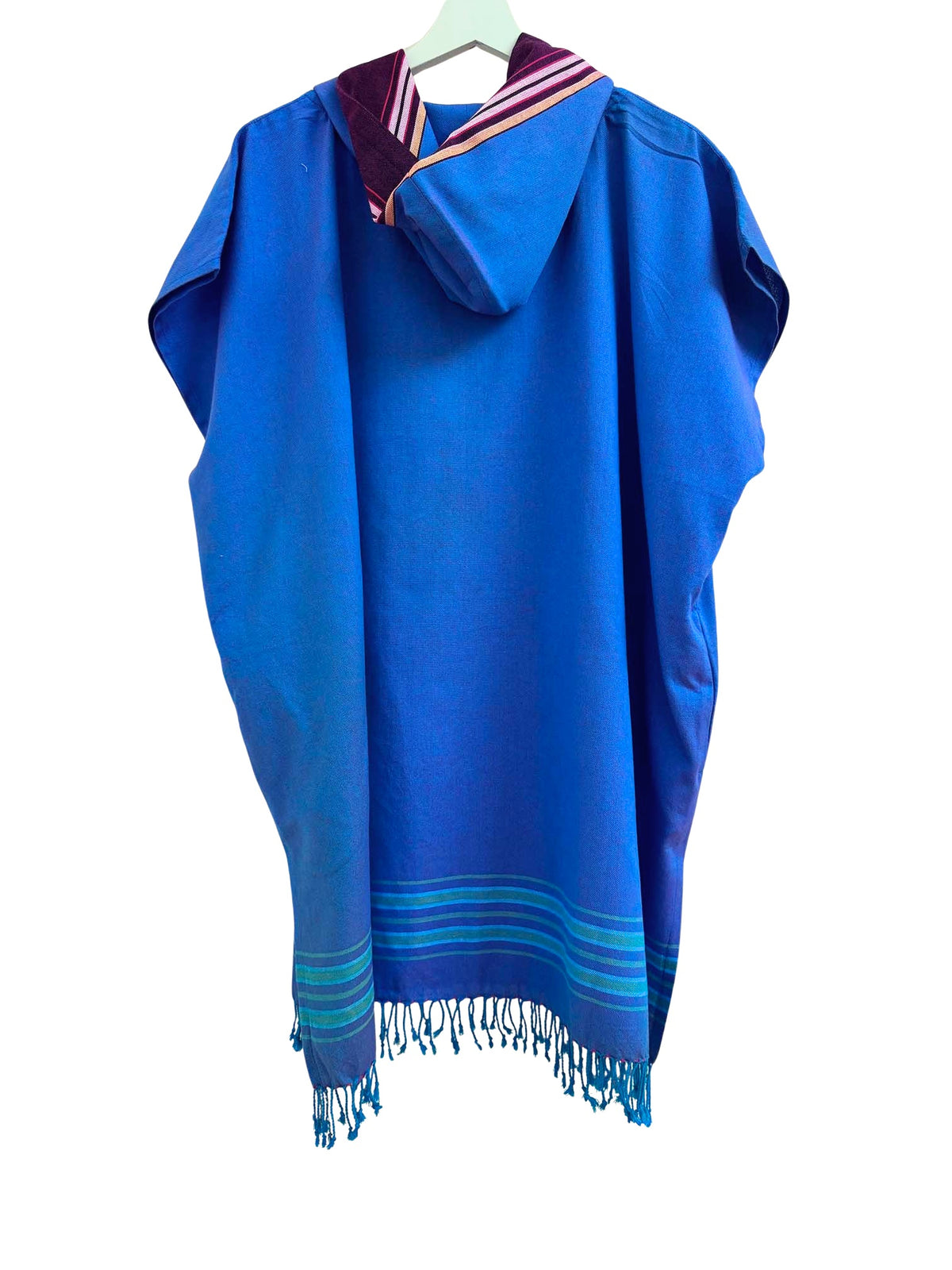 Kikoi Poncho Baumwolle Kapuze Turquise Dark Pink Uni