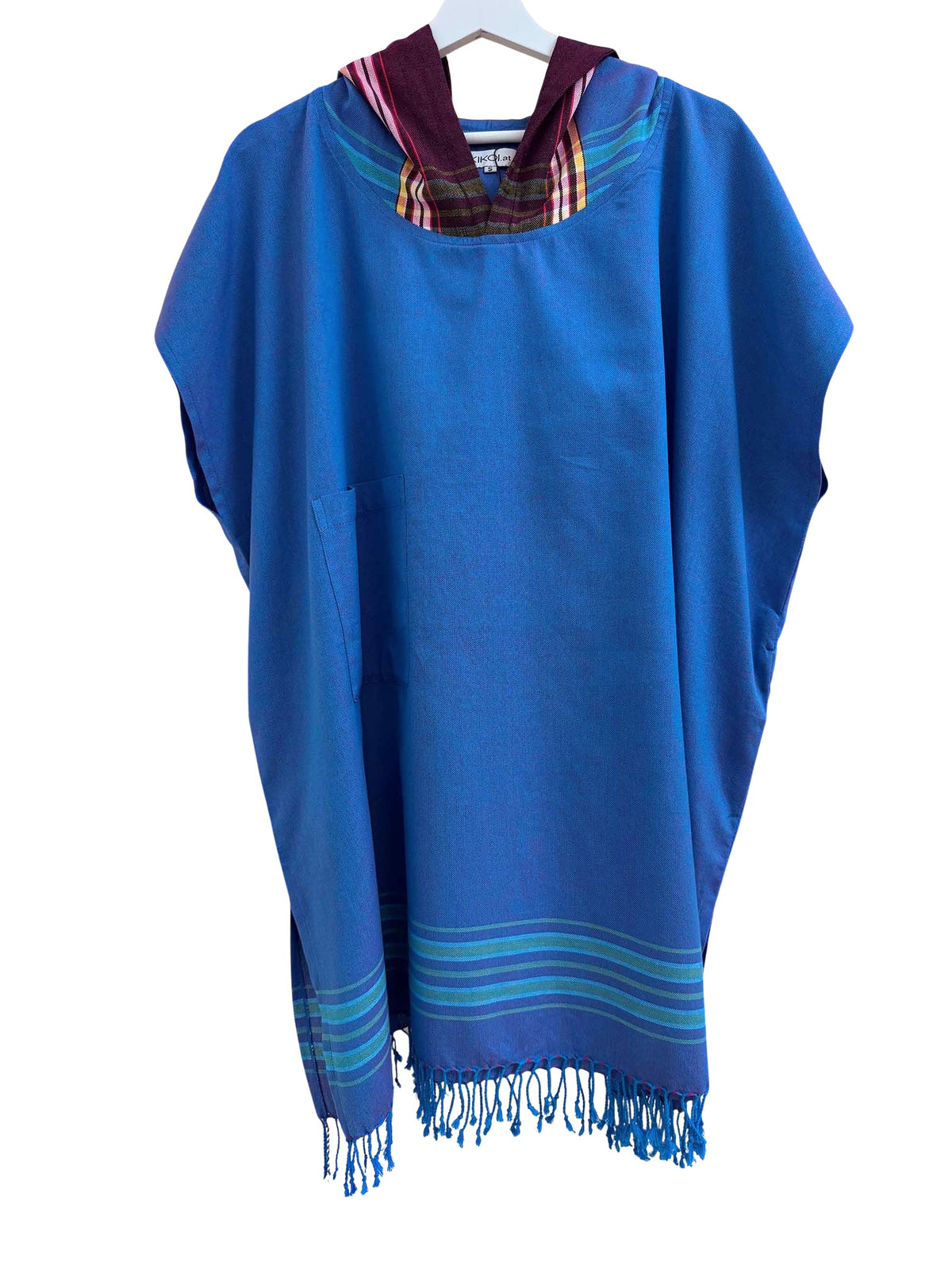 Kikoi Poncho Baumwolle Kapuze Turquise Dark Pink Uni