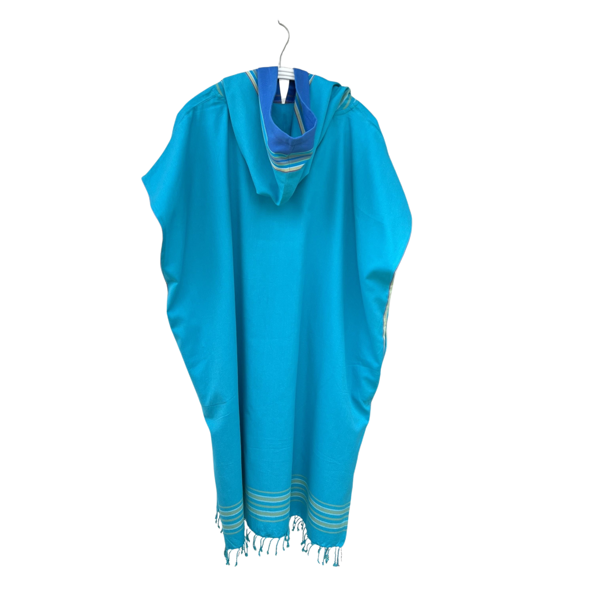Kikoi Poncho Baumwolle Kapuze Turquise Blue Uni