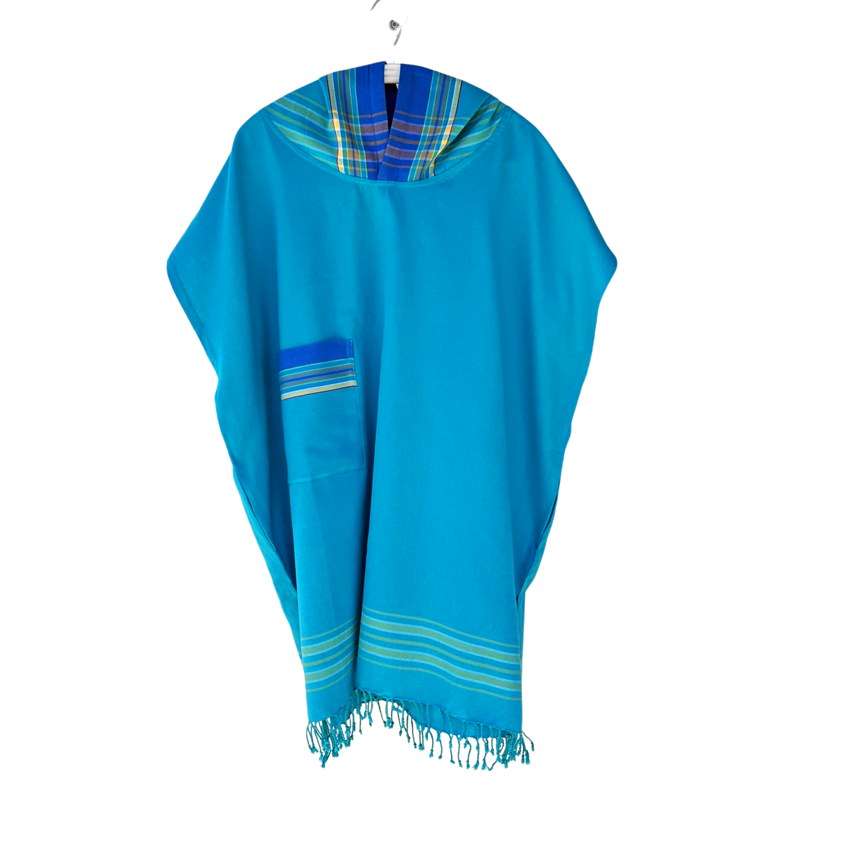 Kikoi Poncho Baumwolle Kapuze Turquise Blue Uni