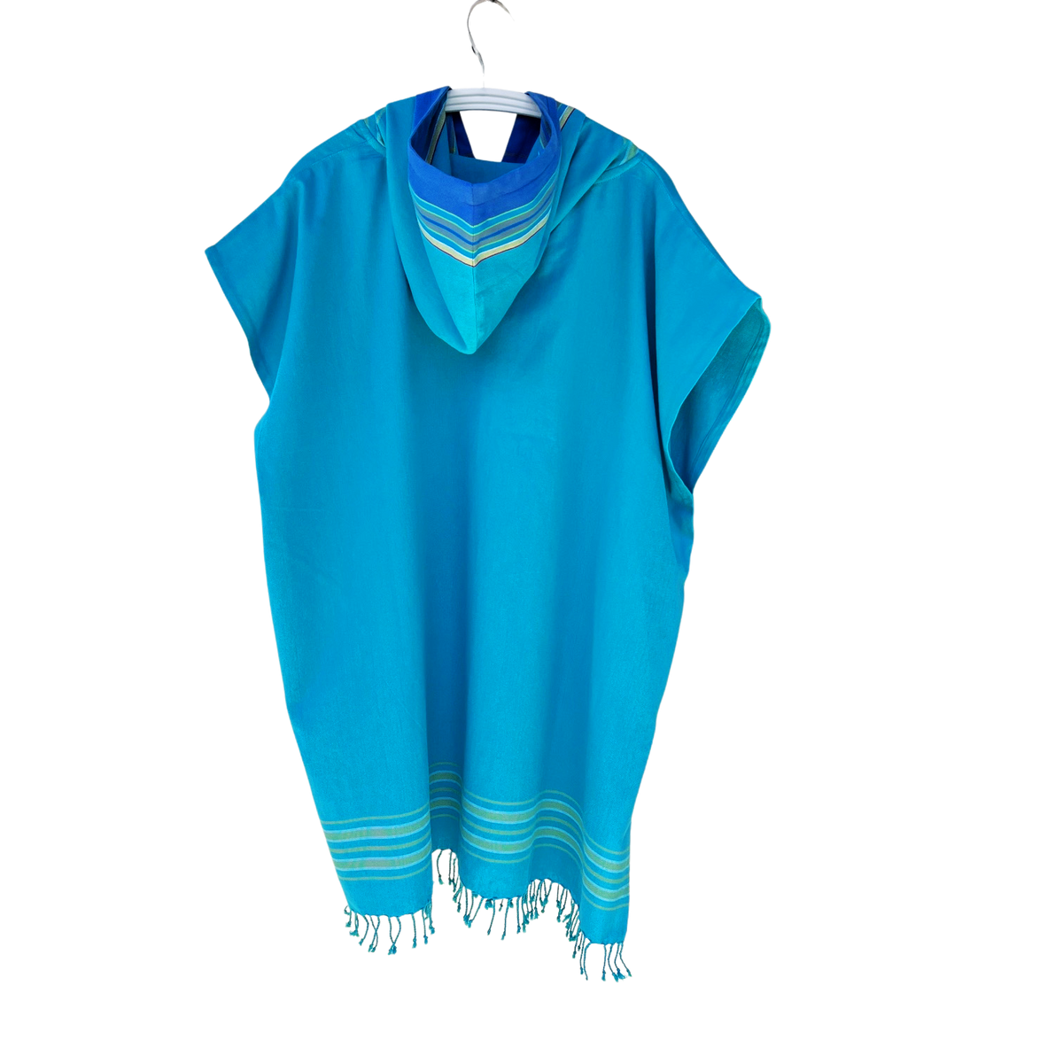 Kikoi Poncho Baumwolle Kapuze Turquise Blue Uni
