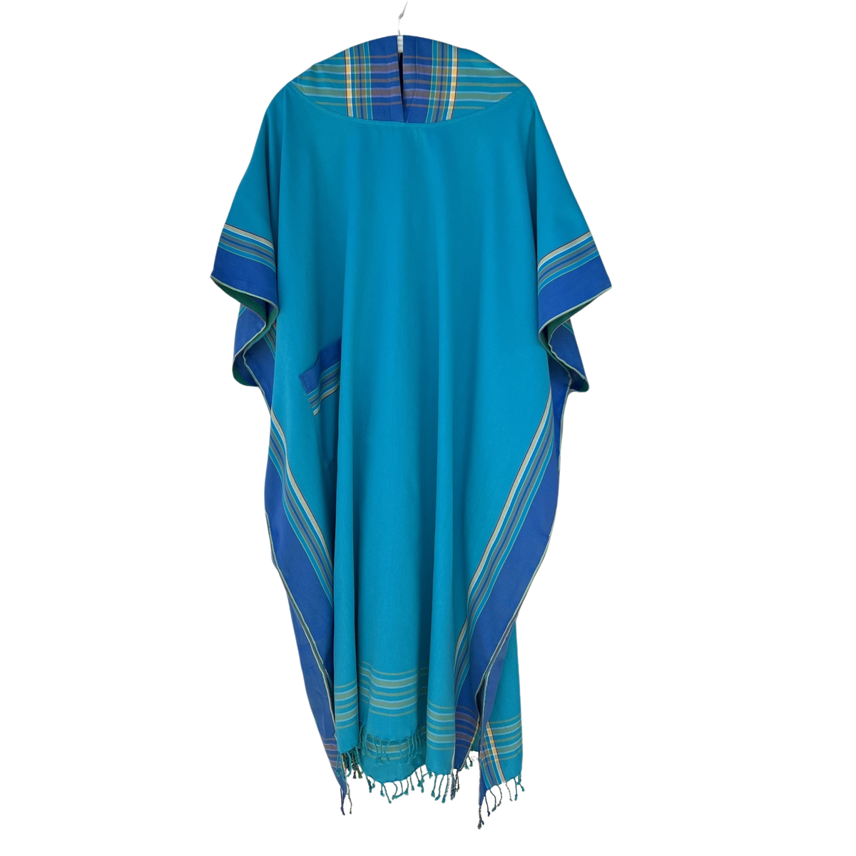 Kikoi Poncho Baumwolle Kapuze Turquise Blue Uni