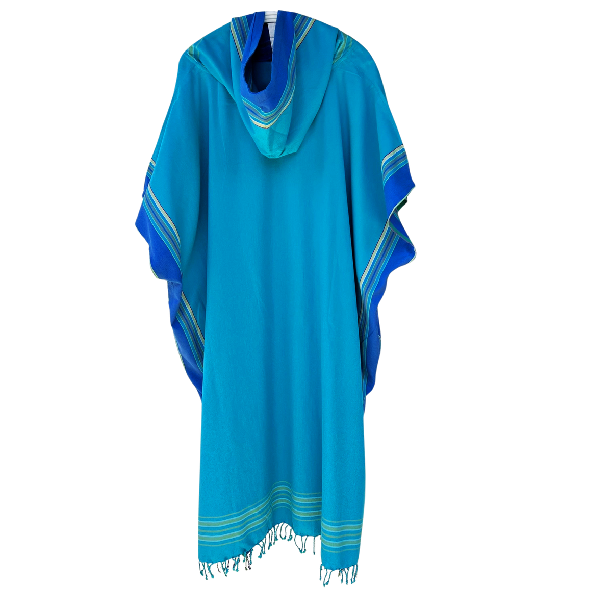 Kikoi Poncho Baumwolle Kapuze Turquise Blue Uni