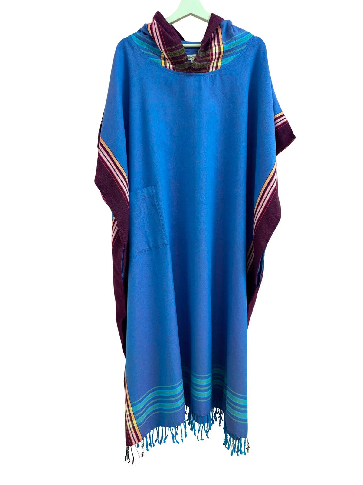 Kikoi Poncho Baumwolle Kapuze Turquise Dark Pink Uni