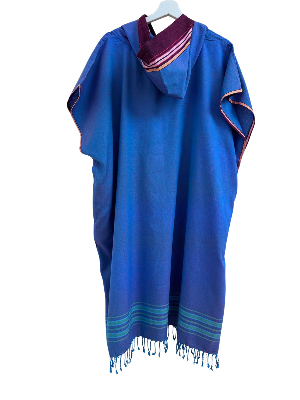 Kikoi Poncho Baumwolle Kapuze Turquise Dark Pink Uni