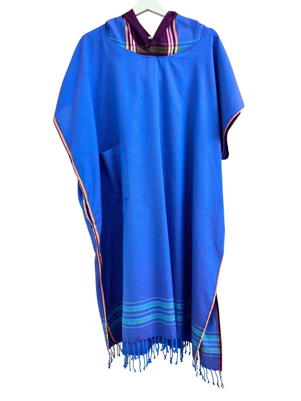 Kikoi Poncho Baumwolle Kapuze Turquise Dark Pink Uni