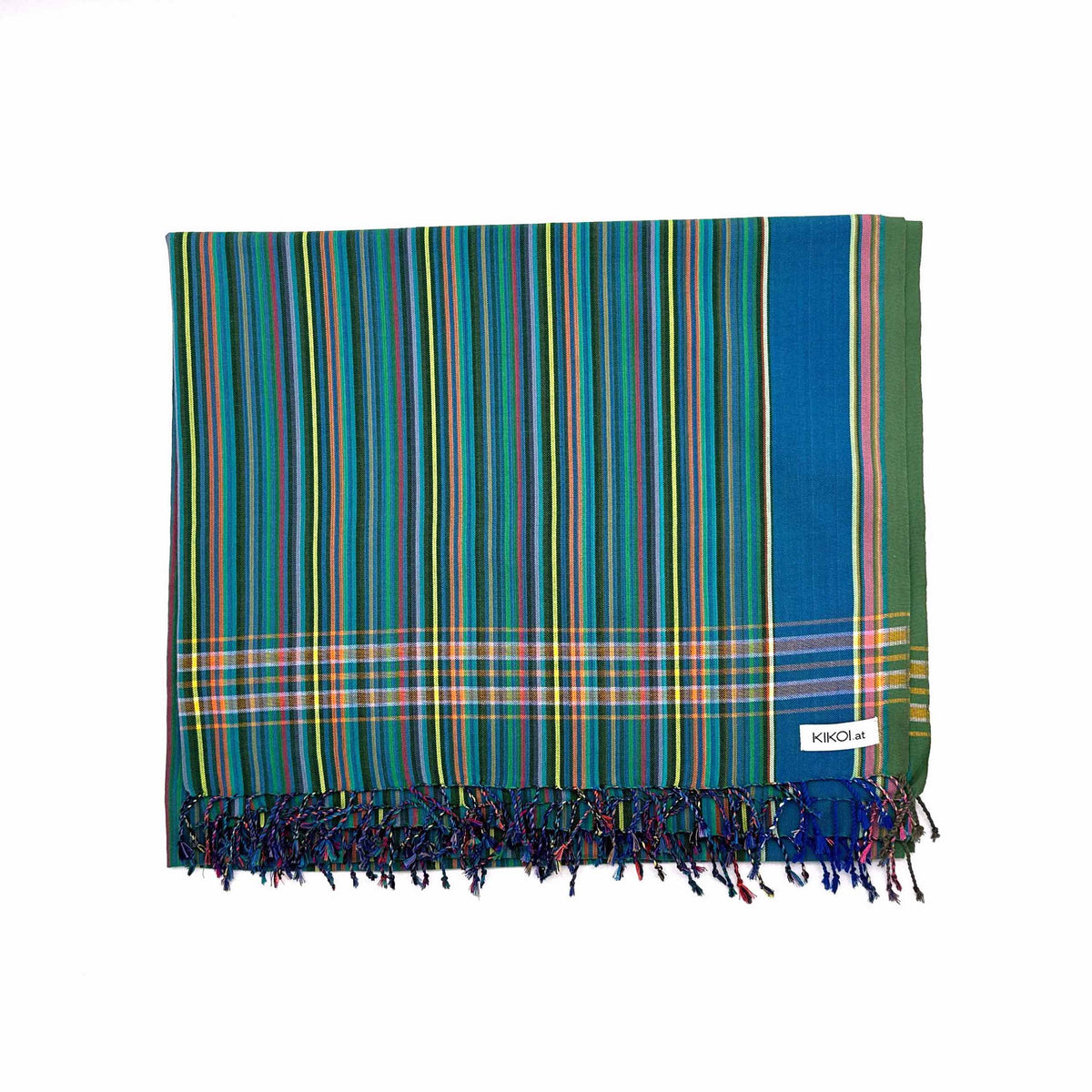 Kikoi Tuch Baumwolle Lilacgreen Smallstripe