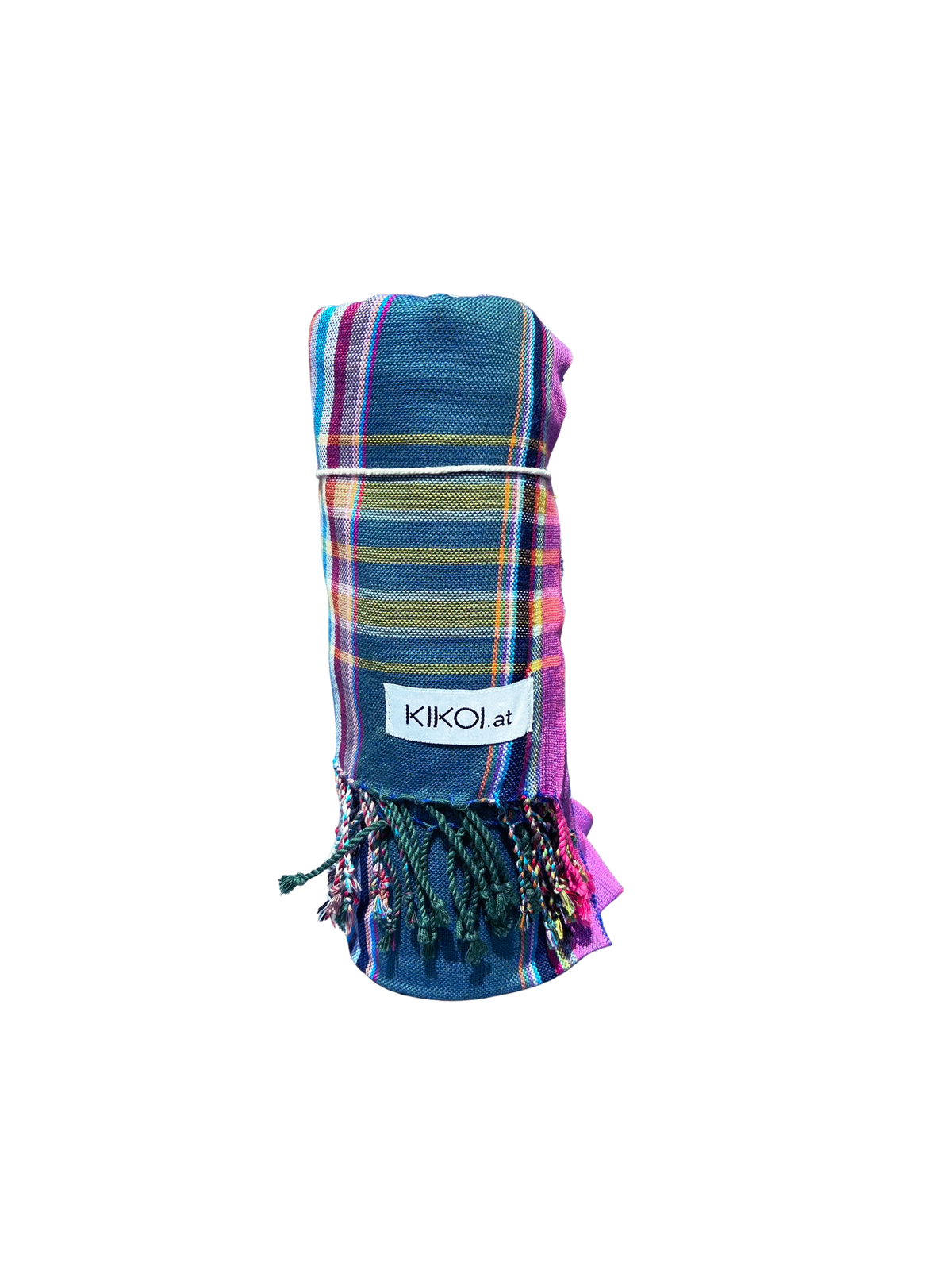 Kikoi Tuch Baumwolle Green Lilac Multistripe