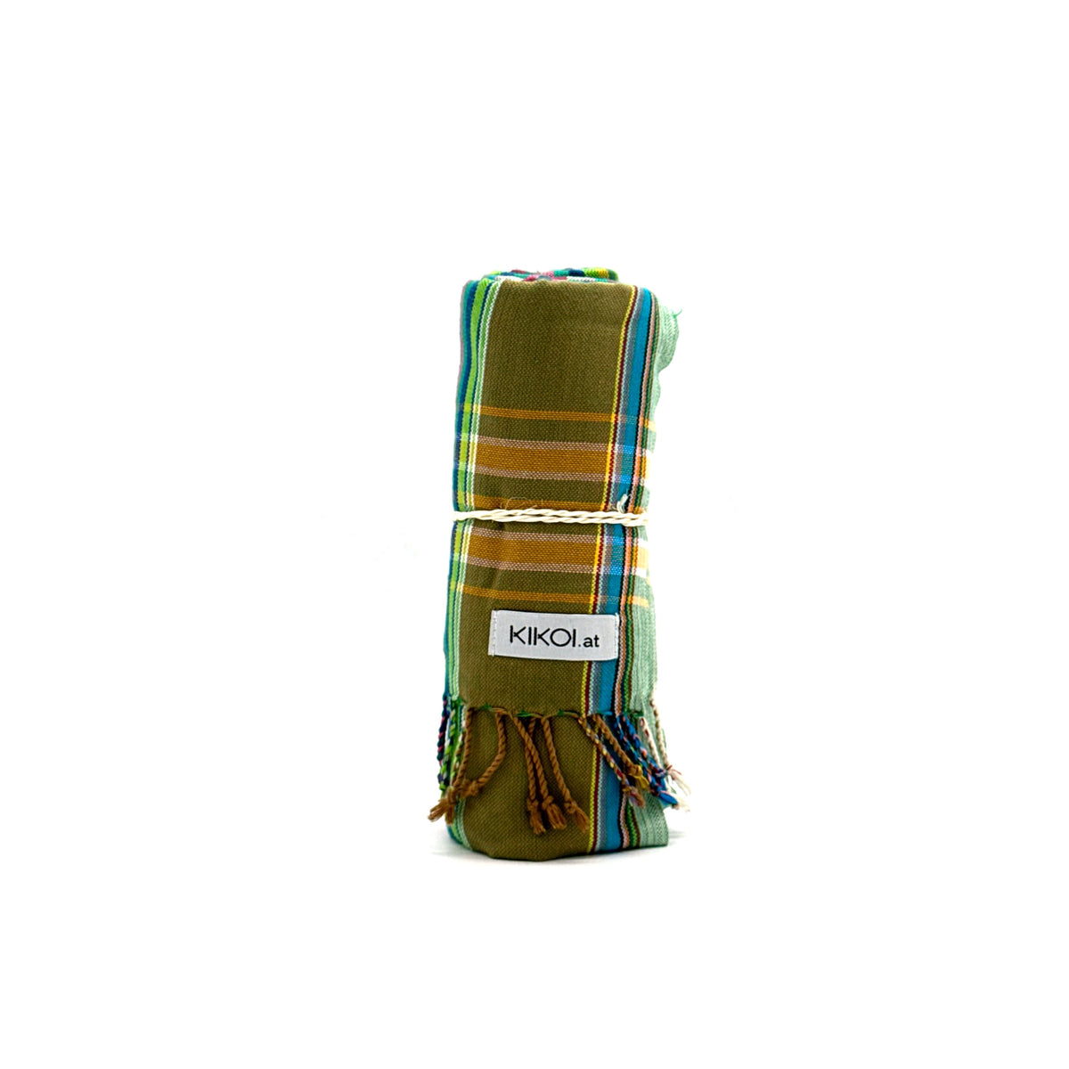 Kikoi Tuch Baumwolle Greenpink Springstripe