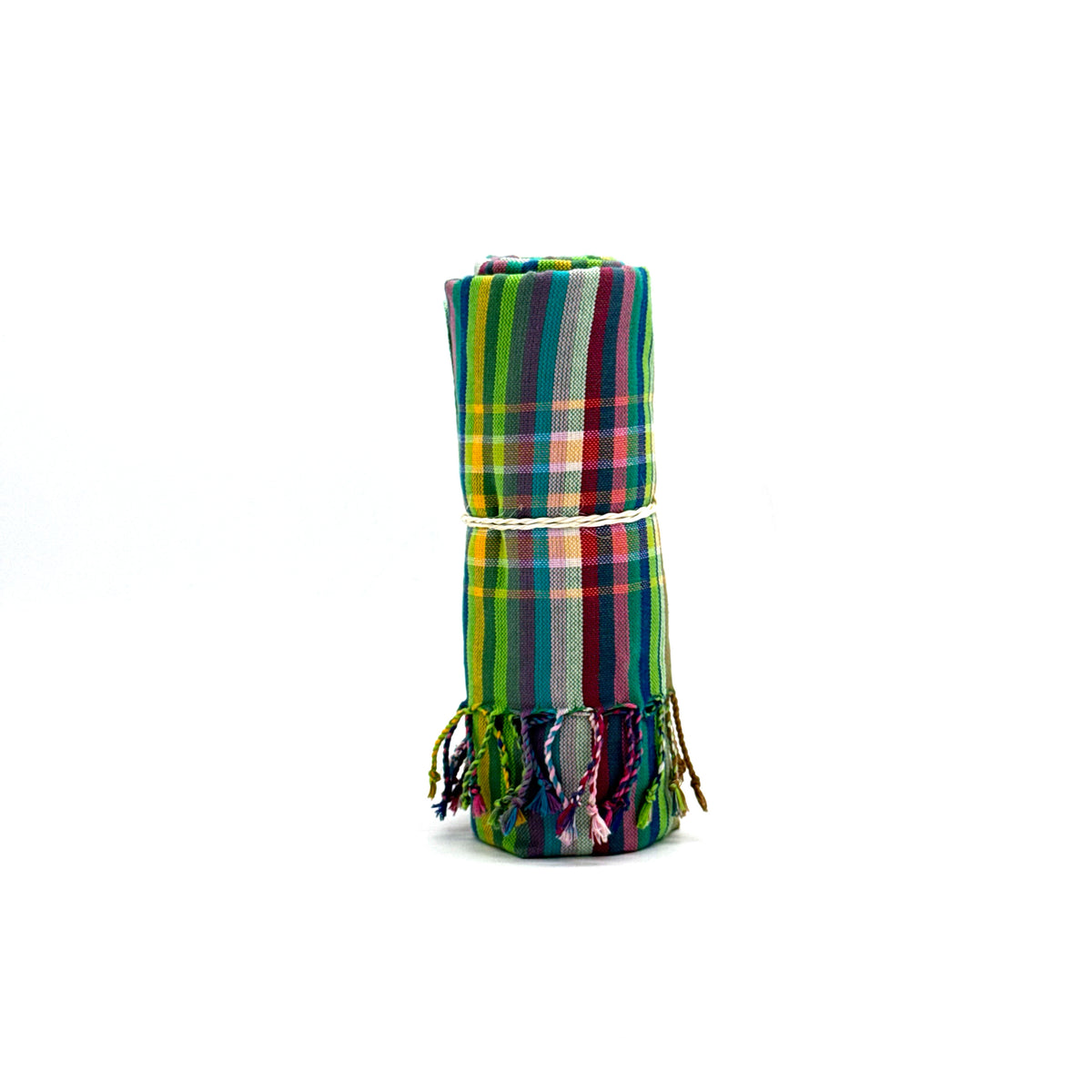 Kikoi Tuch Baumwolle Greenpink Springstripe