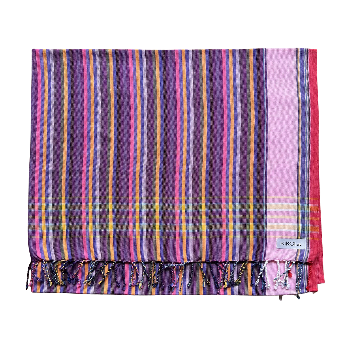 Kikoi Tuch Baumwolle Lilac Red Multistripe