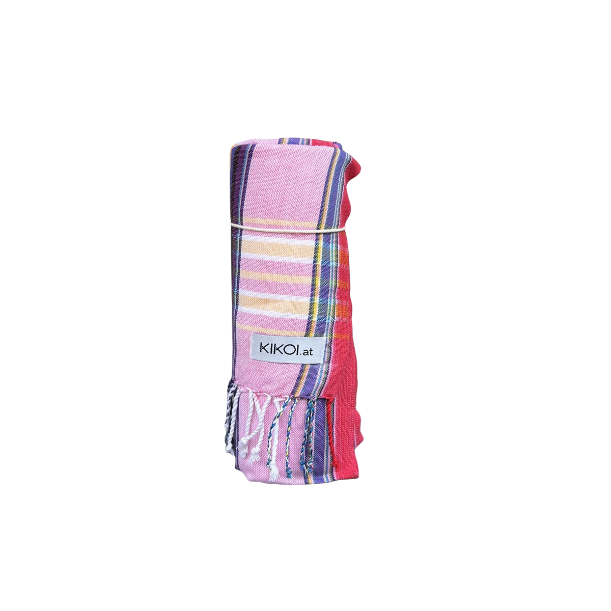 Kikoi Tuch Baumwolle Lilac Red Multistripe