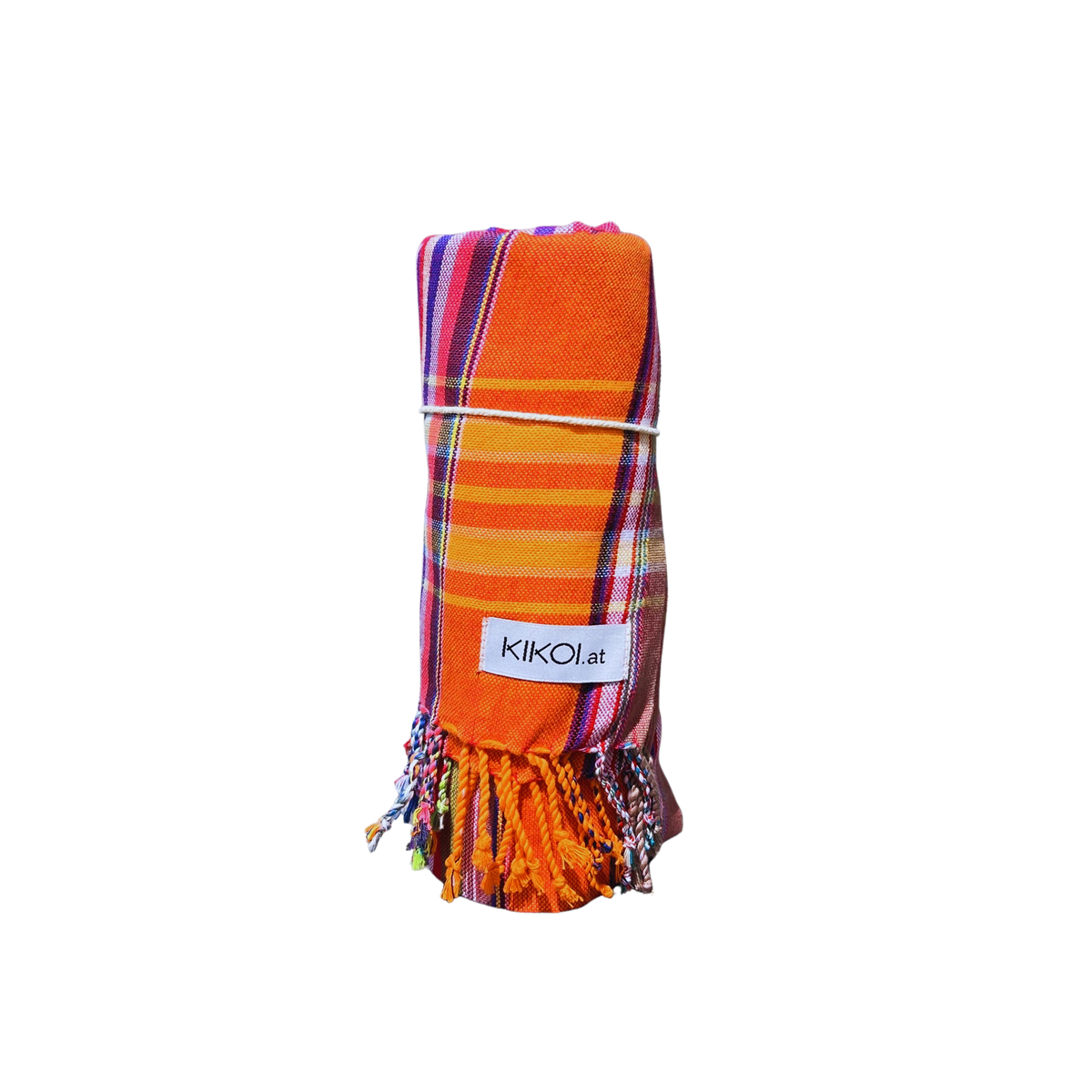 Kikoi Tuch Baumwolle Orange Red Multistripe