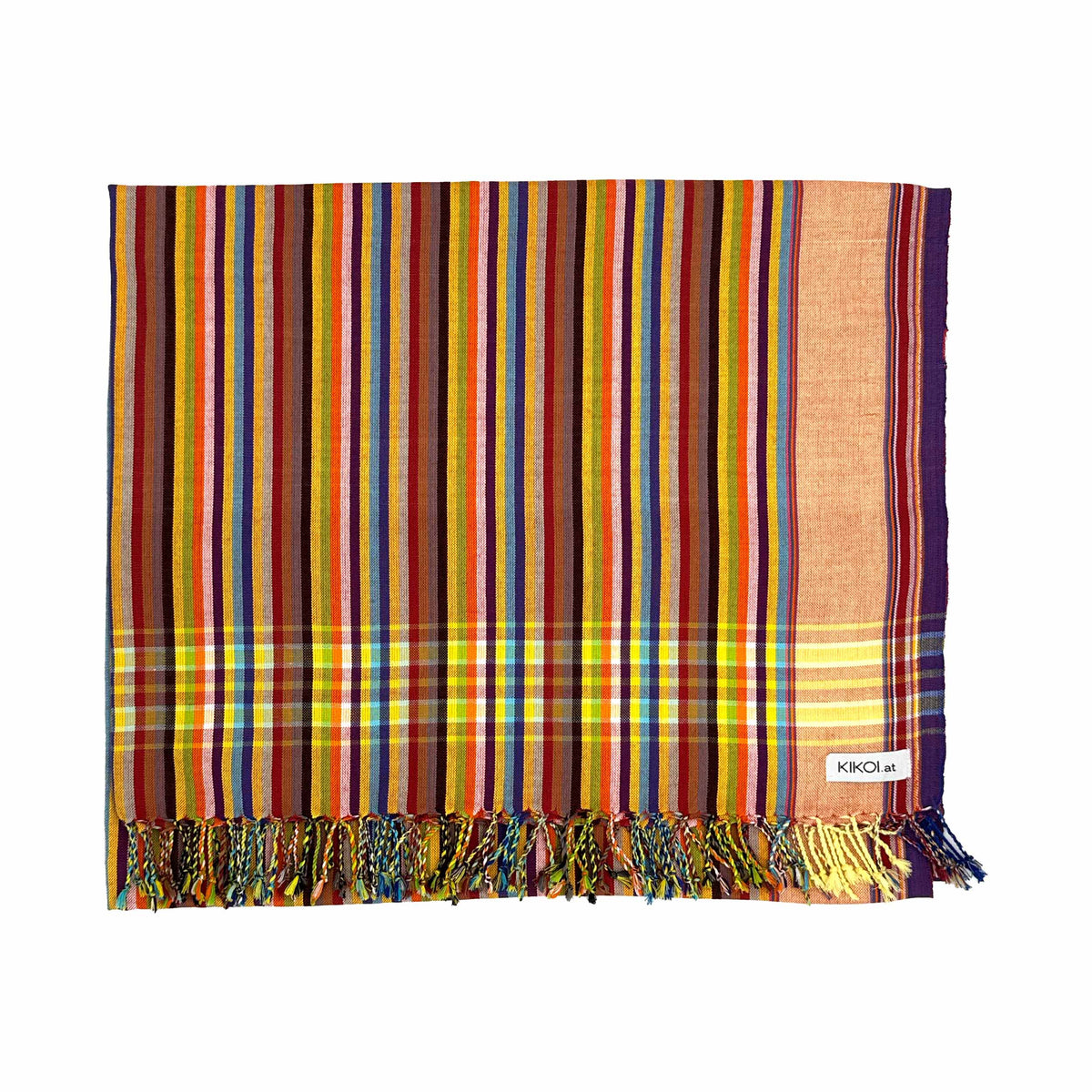 Kikoi Tuch Baumwolle Peach Multistripe