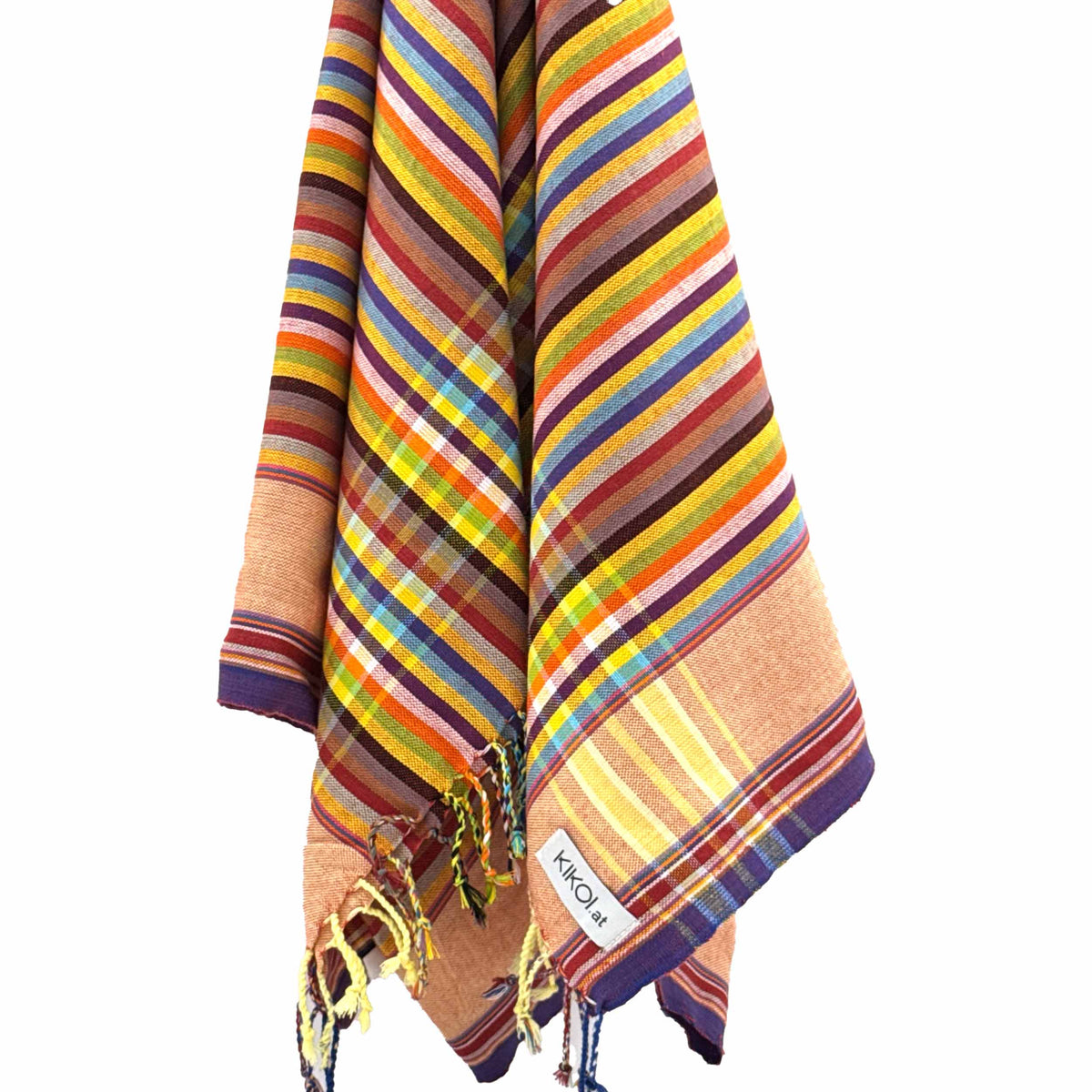 Kikoi Tuch Baumwolle Peach Multistripe