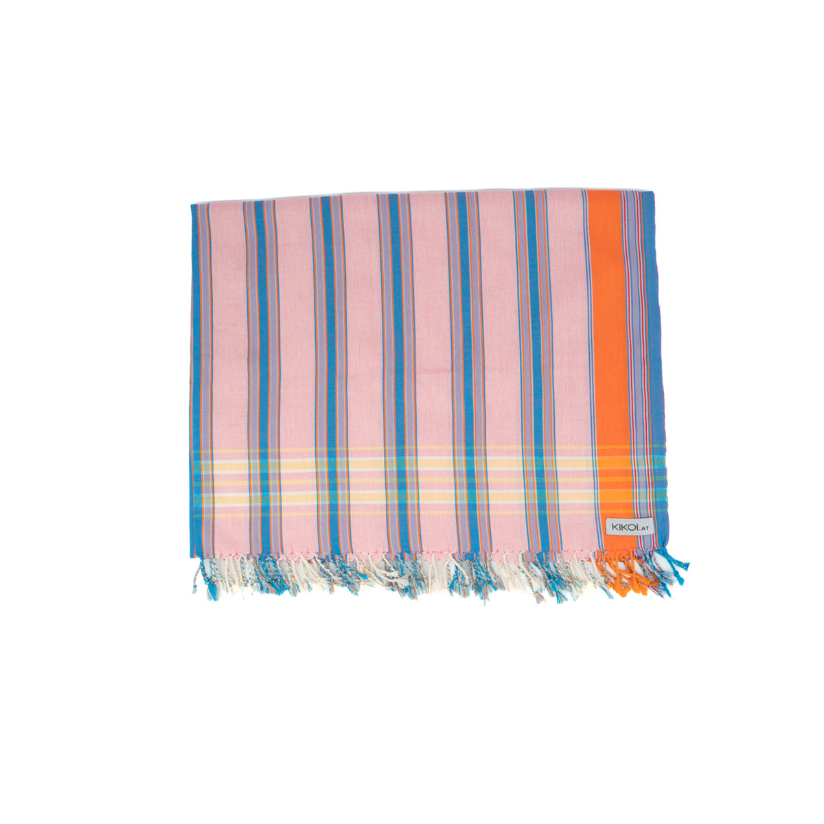 Kikoi Tuch Bauwolle New Widestripe Pink Orange