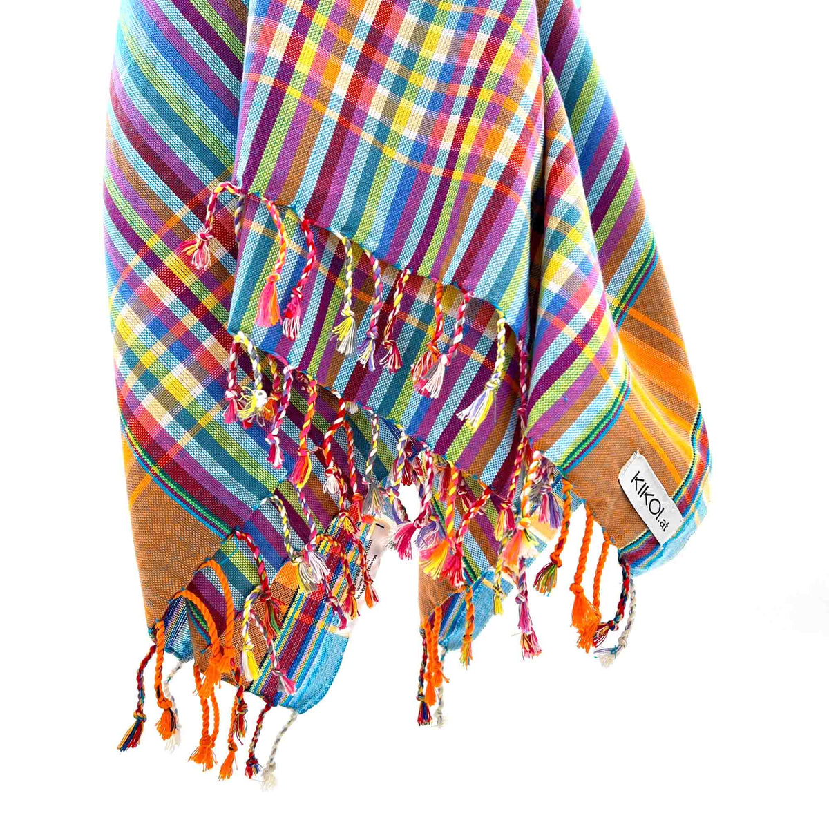 Kikoi Tuch Bauwolle Turquiseorange Springstripe