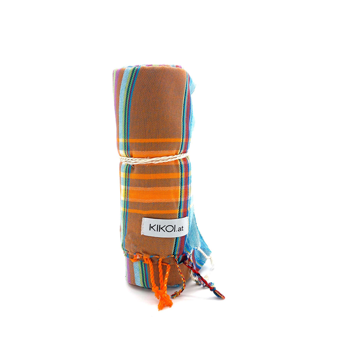 Kikoi Tuch Bauwolle Turquiseorange Springstripe