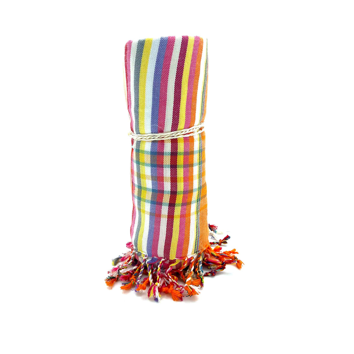 Kikoi Tuch Bauwolle Whiteorange Springstripe
