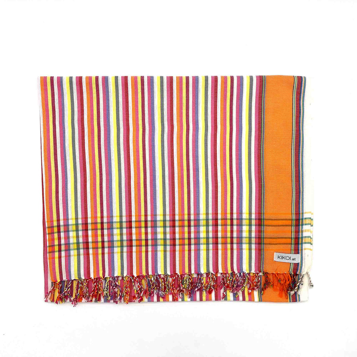 Kikoi Tuch Bauwolle Whiteorange Springstripe