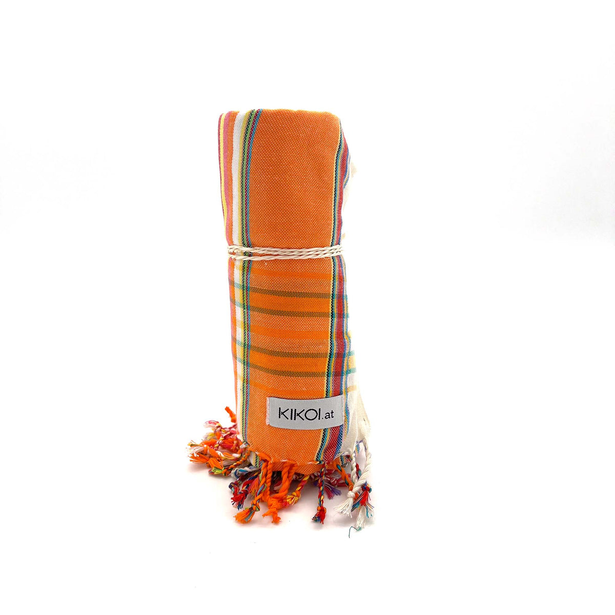 Kikoi Tuch Bauwolle Whiteorange Springstripe