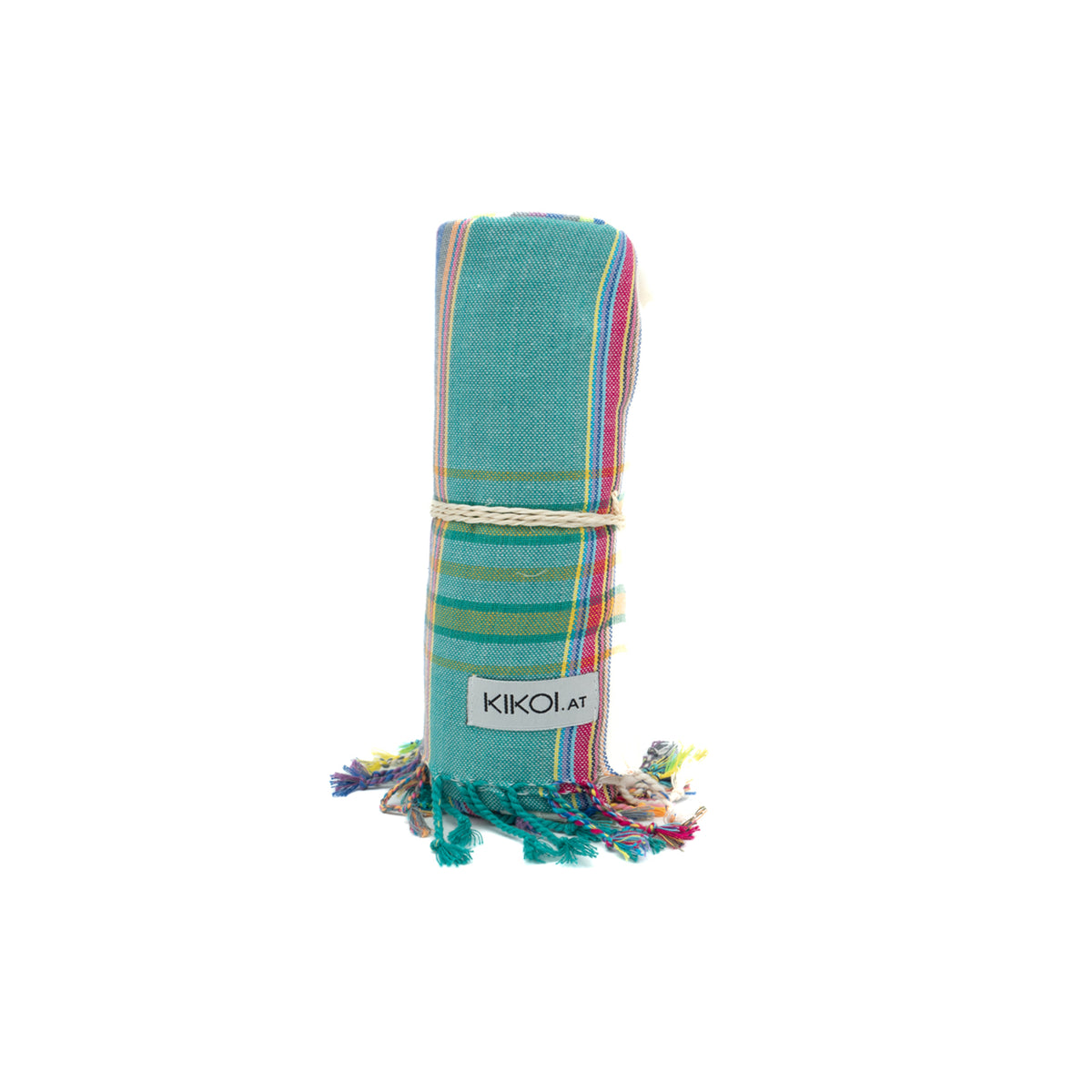Kikoi Tuch Bauwolle White Lightgreen Multi Summerstripe